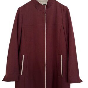 Emcee burgundy and tan coat with snap front size S